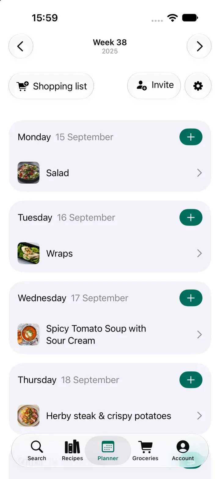 The weekly meal planner